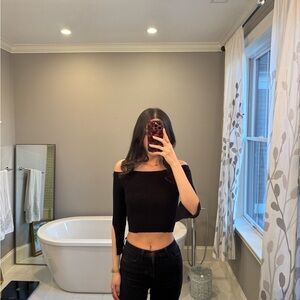 Princess Polly Black Off-Shoulder Top